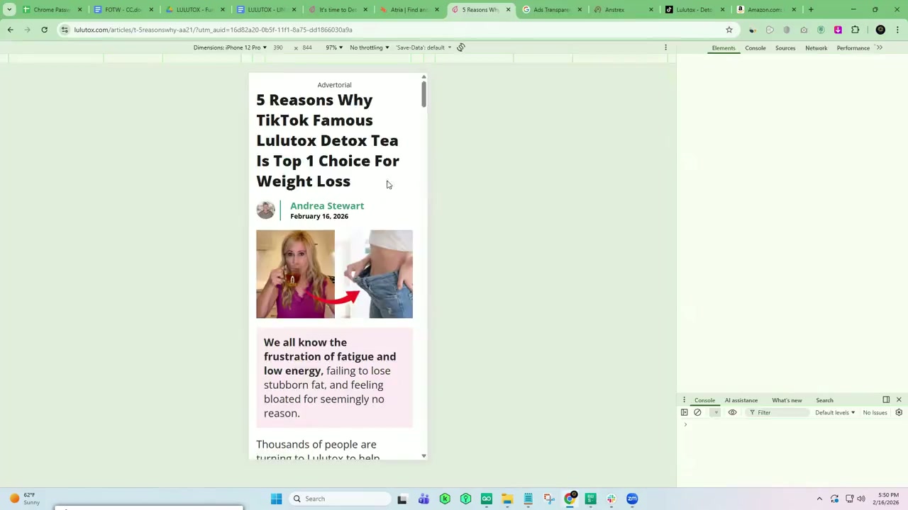 Lulutox 5 Reasons multi-persona listicle advertorial