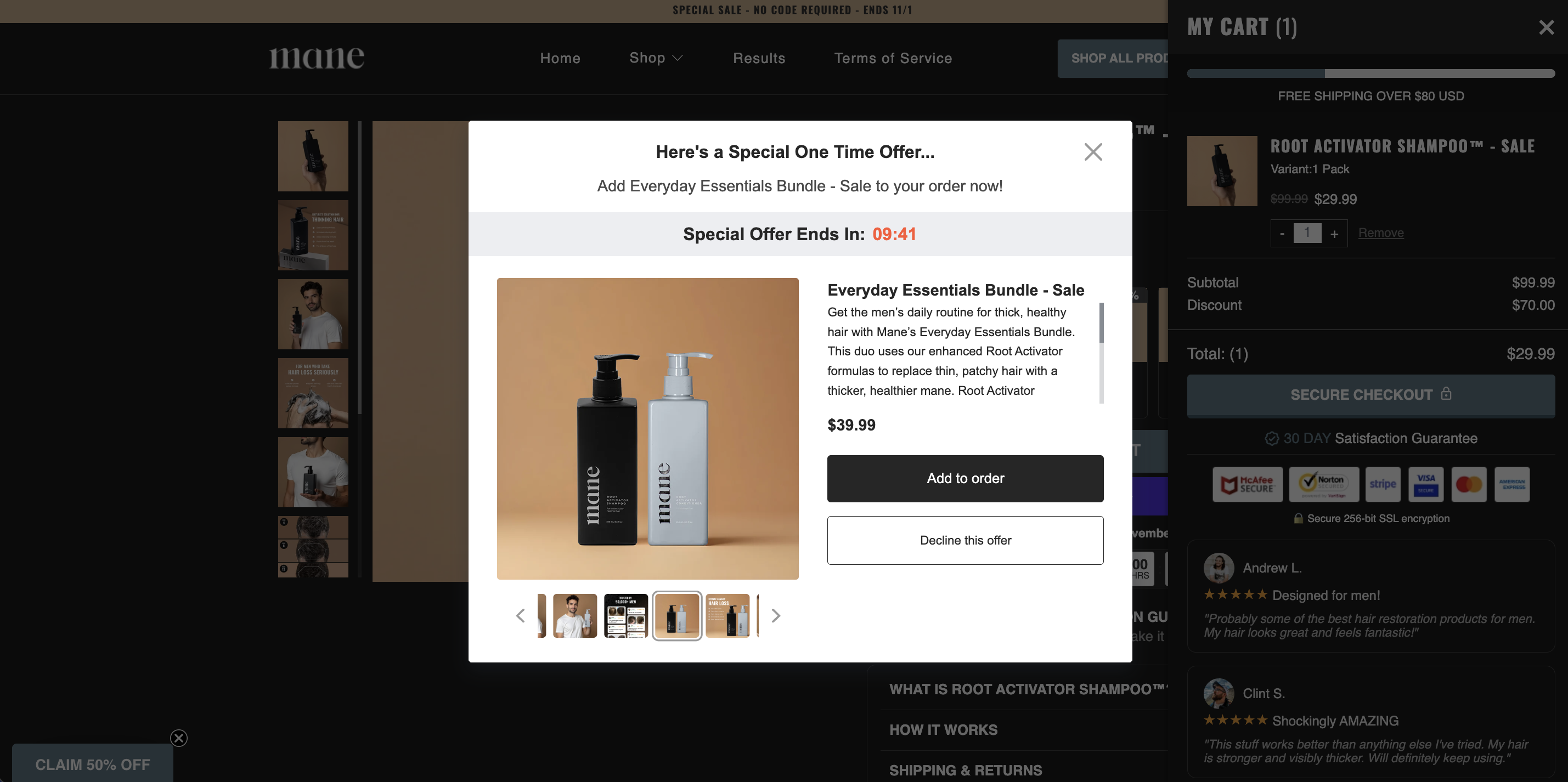 Mane Strong · pre-checkout upsell page