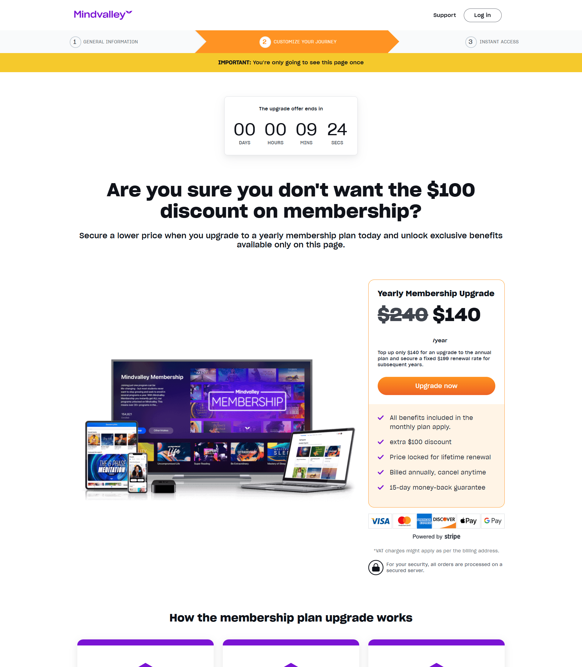 Mindvalley upsell 1 yearly upgrade