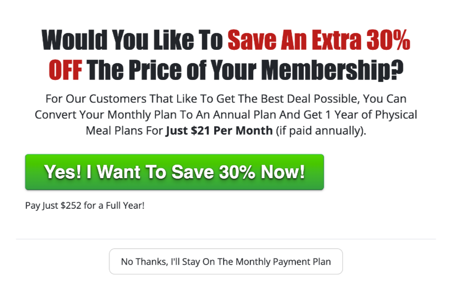 Simple Brain Fix annual subscription popup