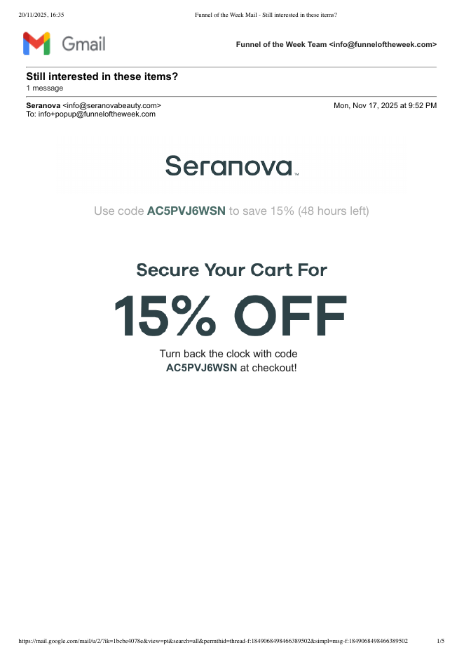 Seranova, day 1: "Still interested in these items?"