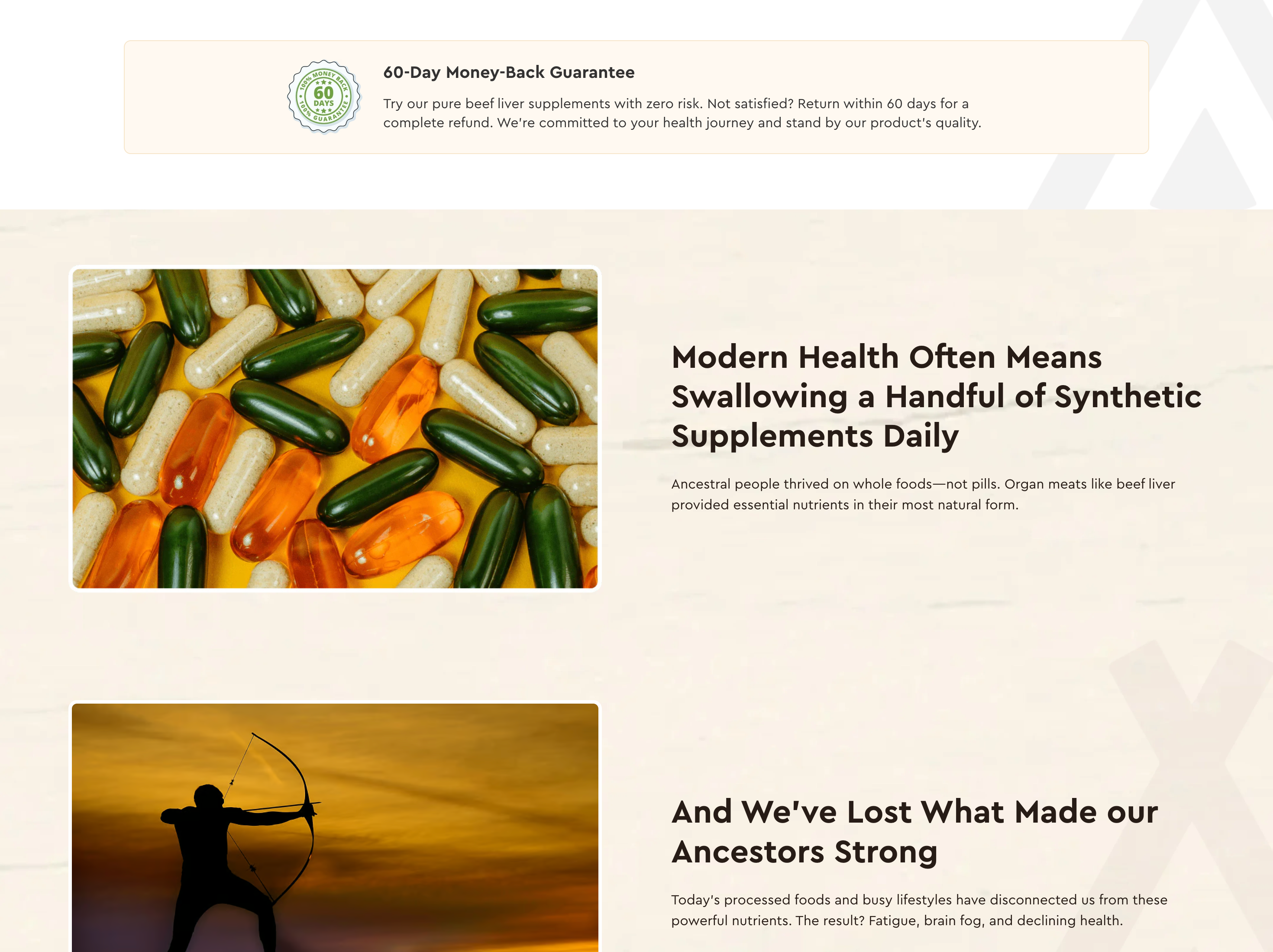 Ancestral Supplements landing page - Real Olympians Real Transformations section