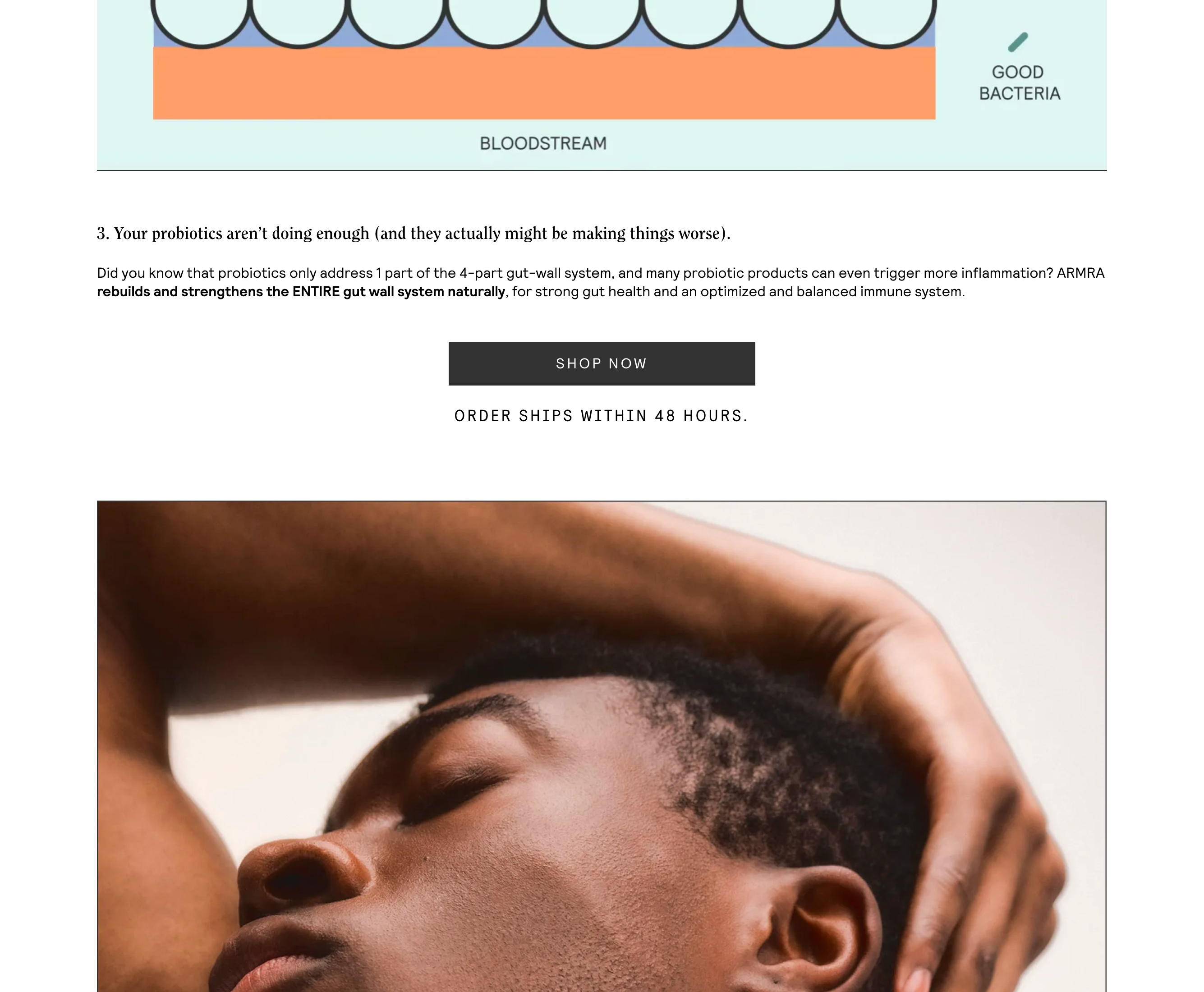 ARMRA colostrum landing page comparison section