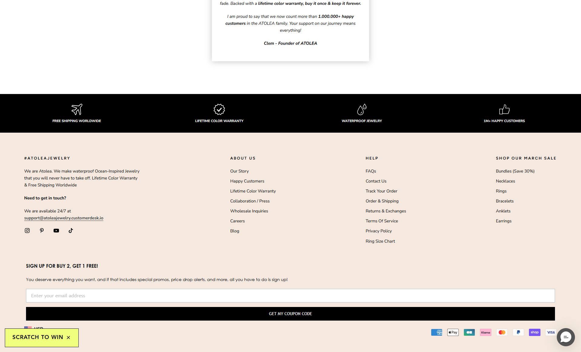 Atolea homepage subscription CTA