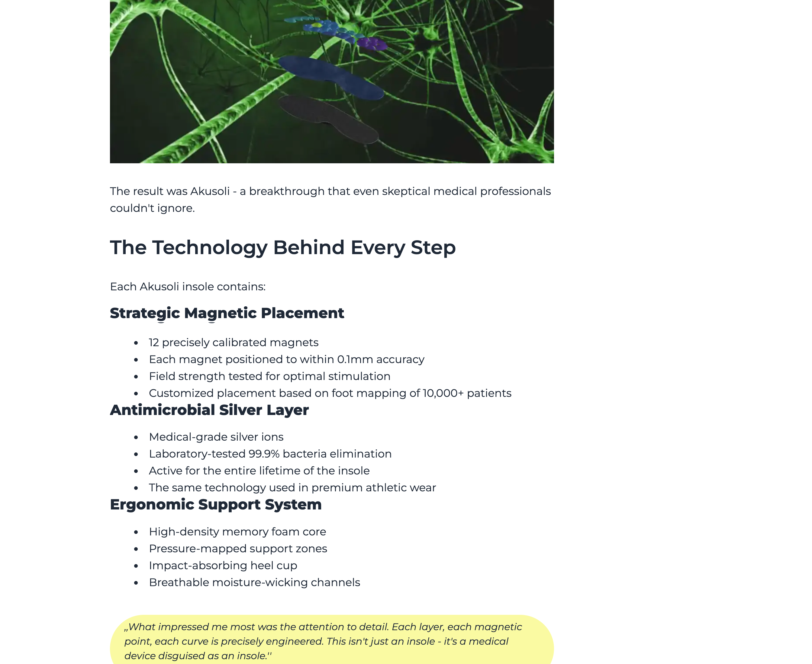 Akusoli advertorial with narrative and mechanism woven together