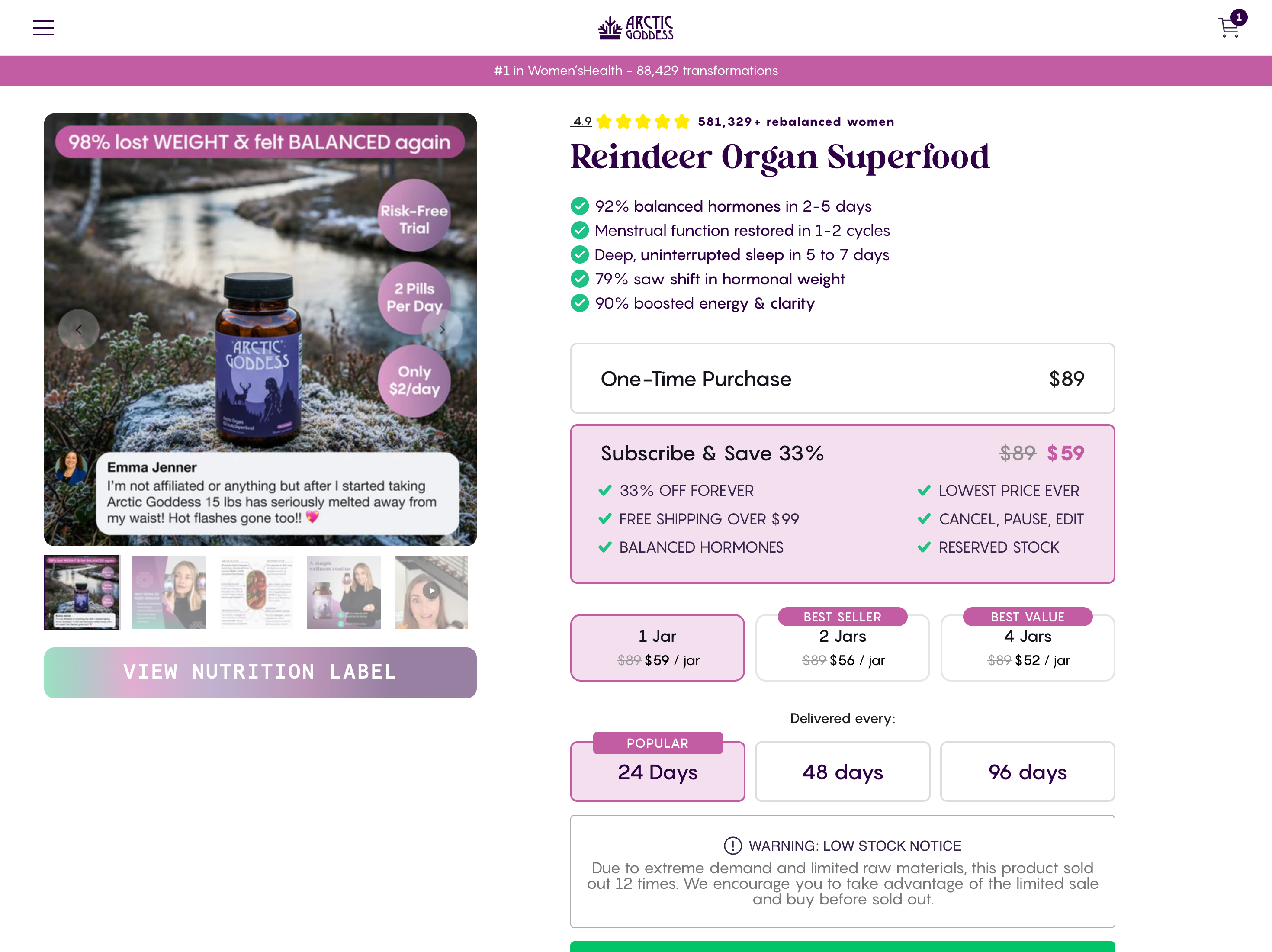 Arctic Goddess sales page