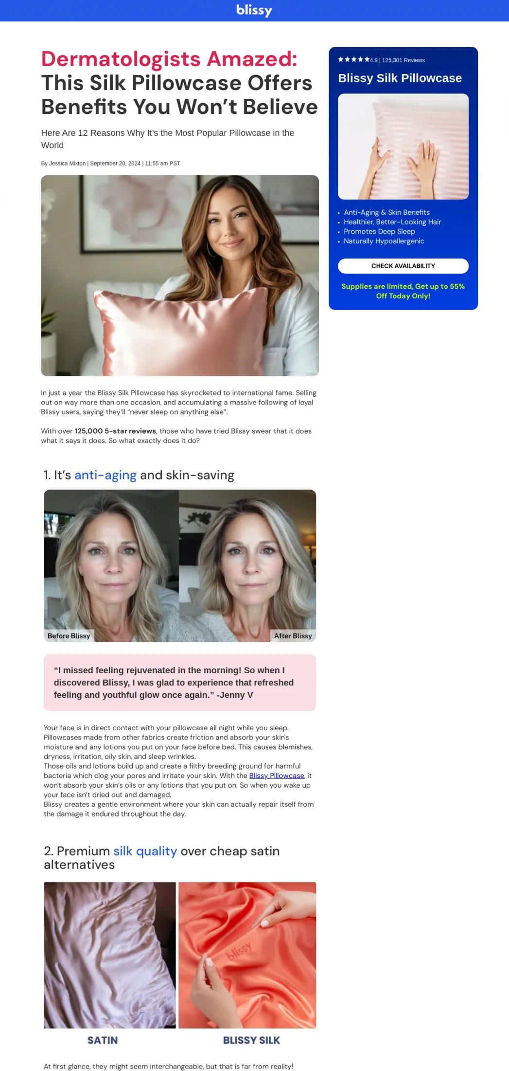 Blissy · advertorial lander v5 (filed as “losing”)