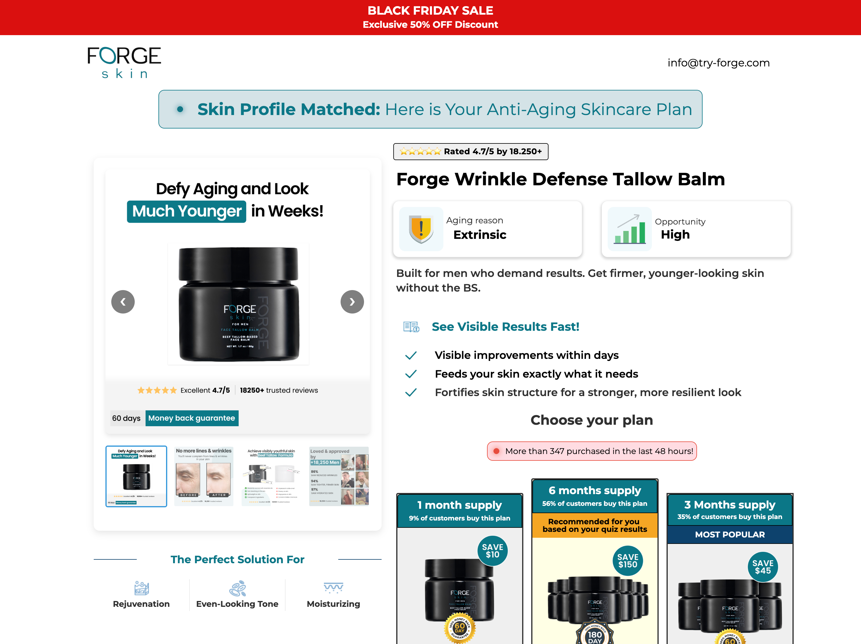 Forge Skin men's skincare sales page