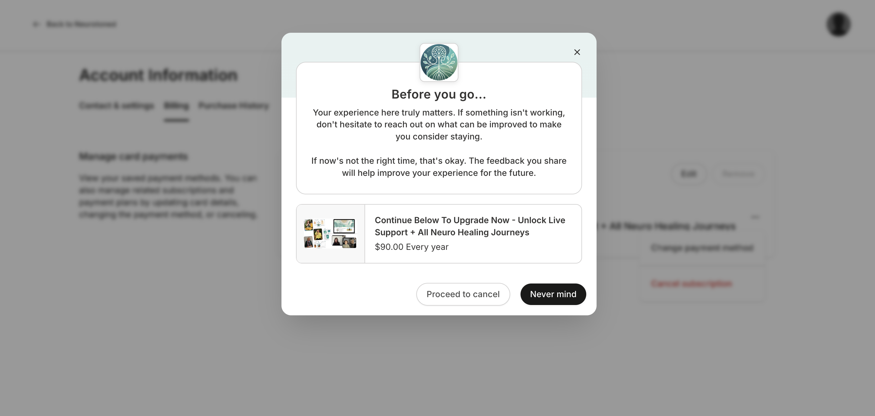 Neurotoned cancellation flow step 2