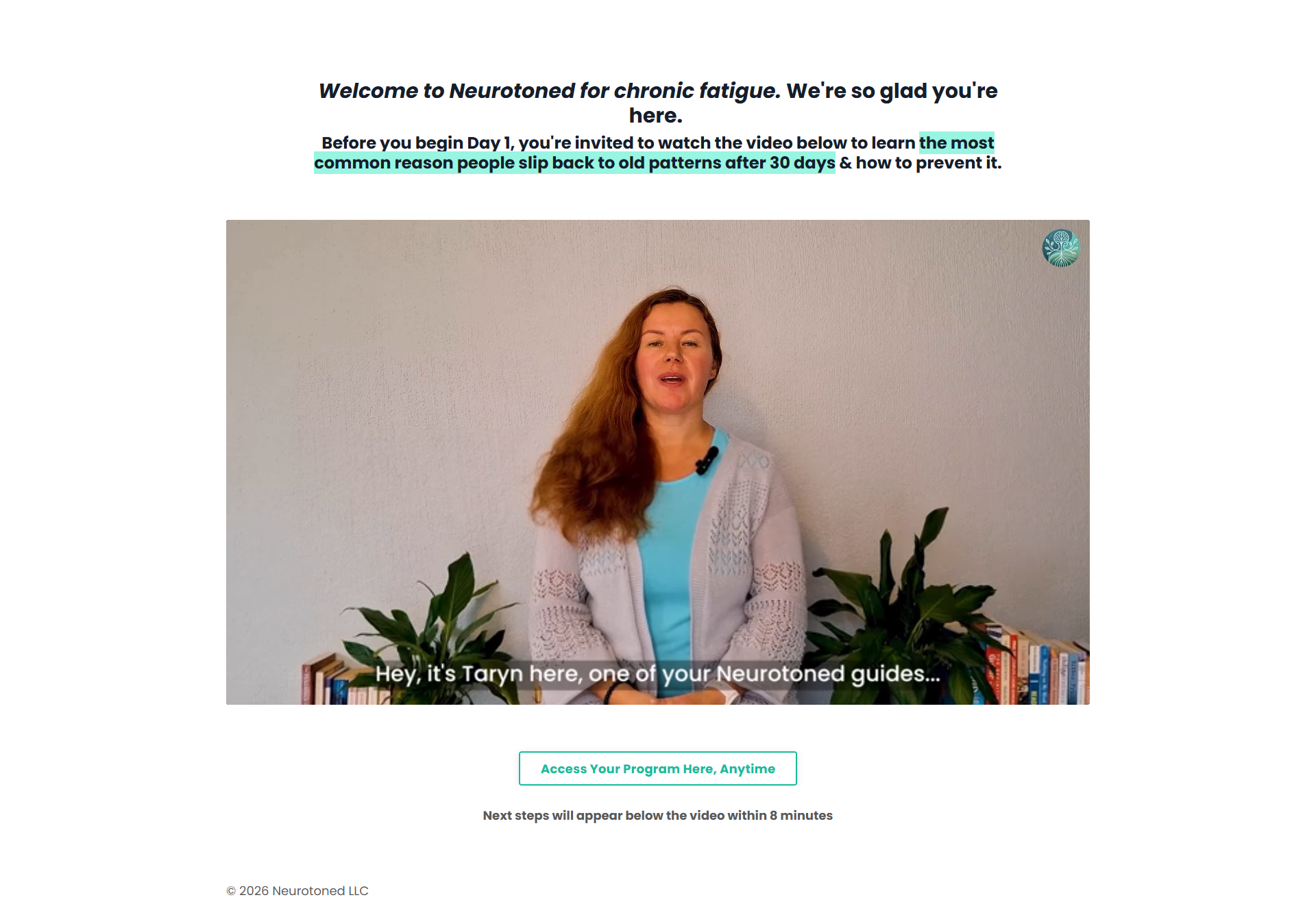 Neurotoned welcome page