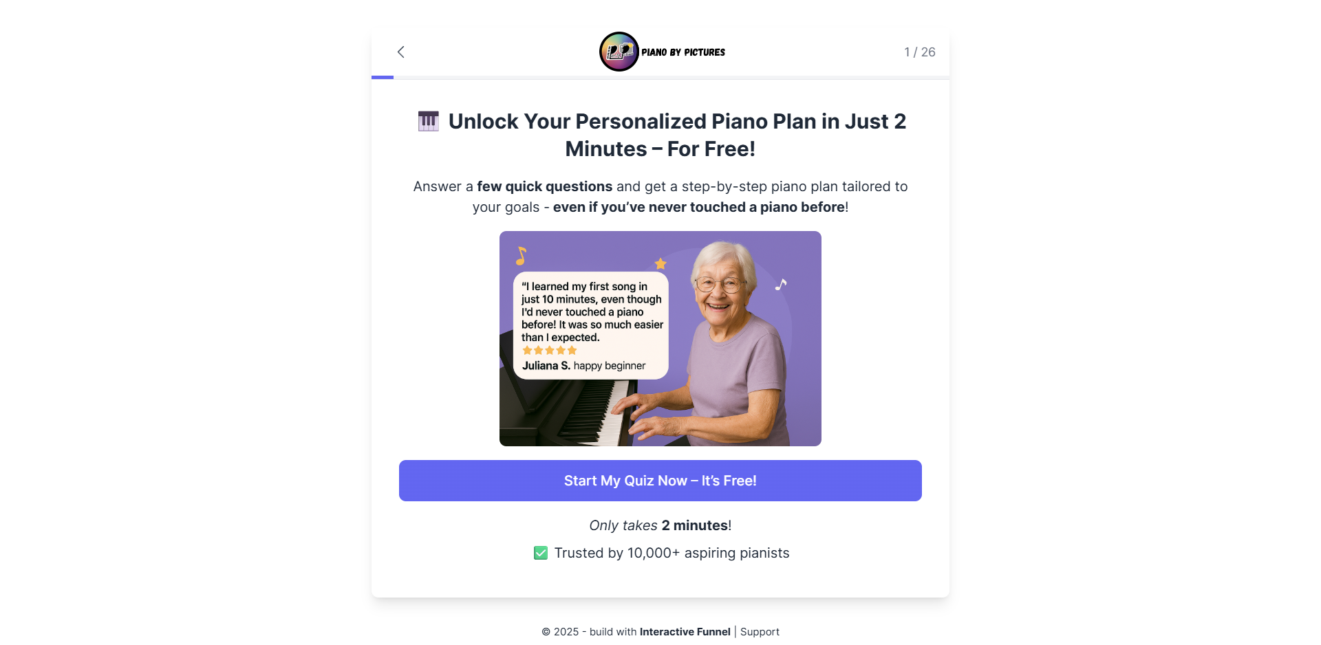Piano by Pictures quiz step 1
