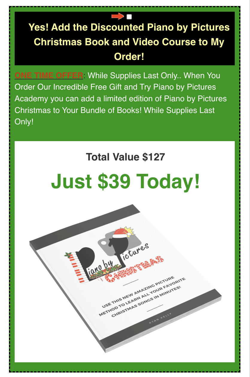 Piano by Pictures order bump