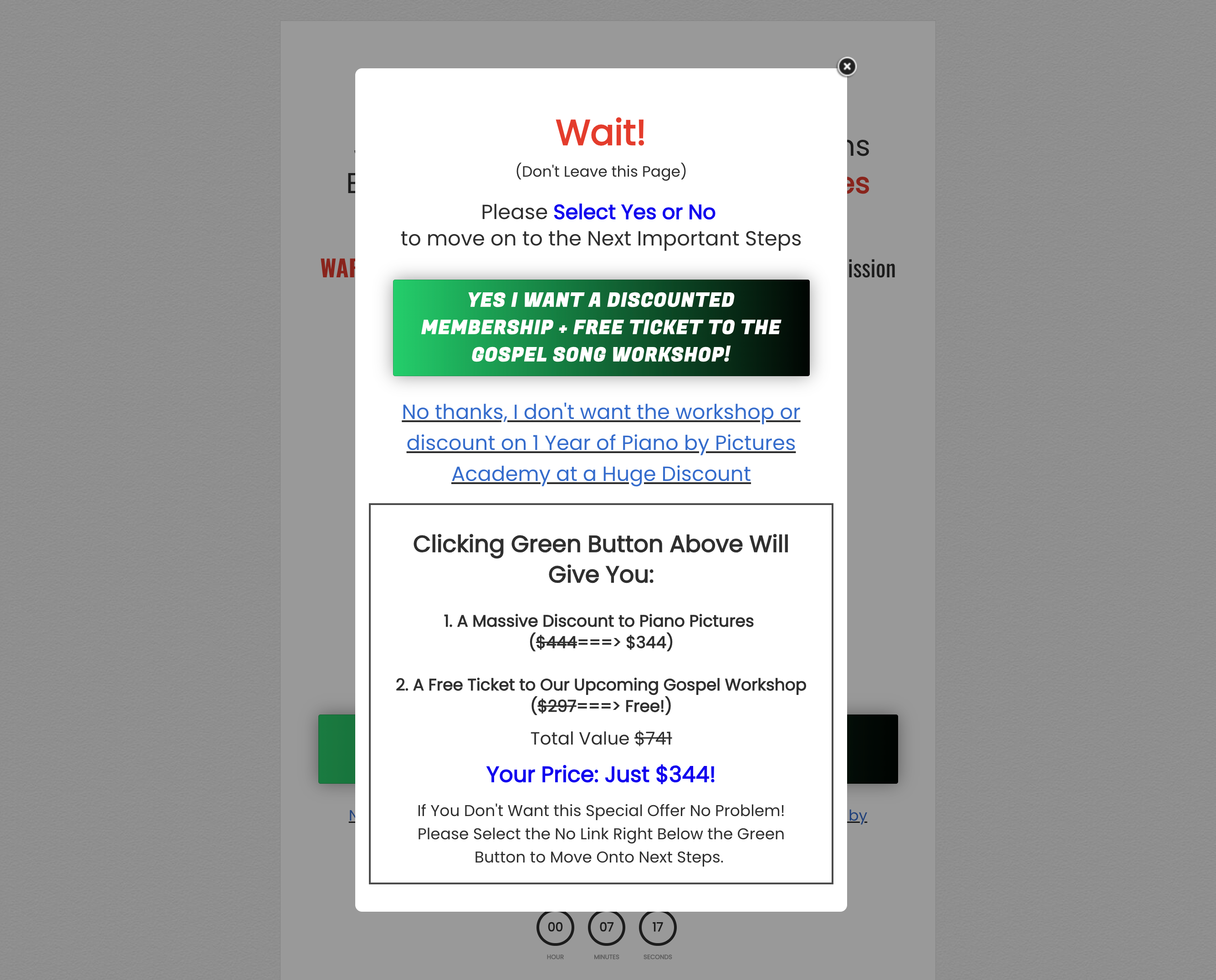 Piano by Pictures upsell 1 pop-up
