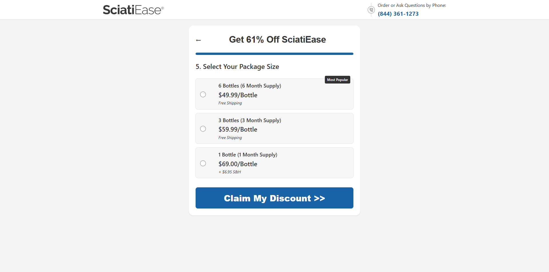 SciatiEase · Part 5: package selection is a quiz step
